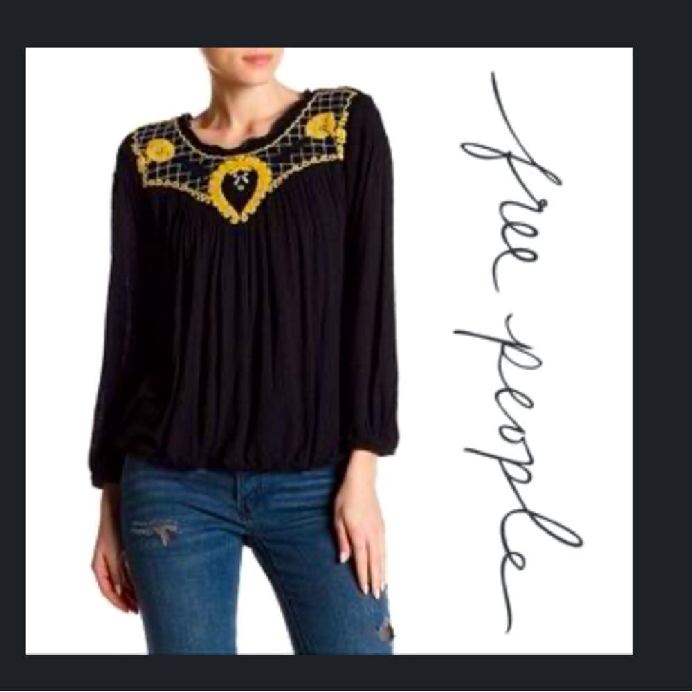 NWT Free People Begonia Embroidered Top SZ L